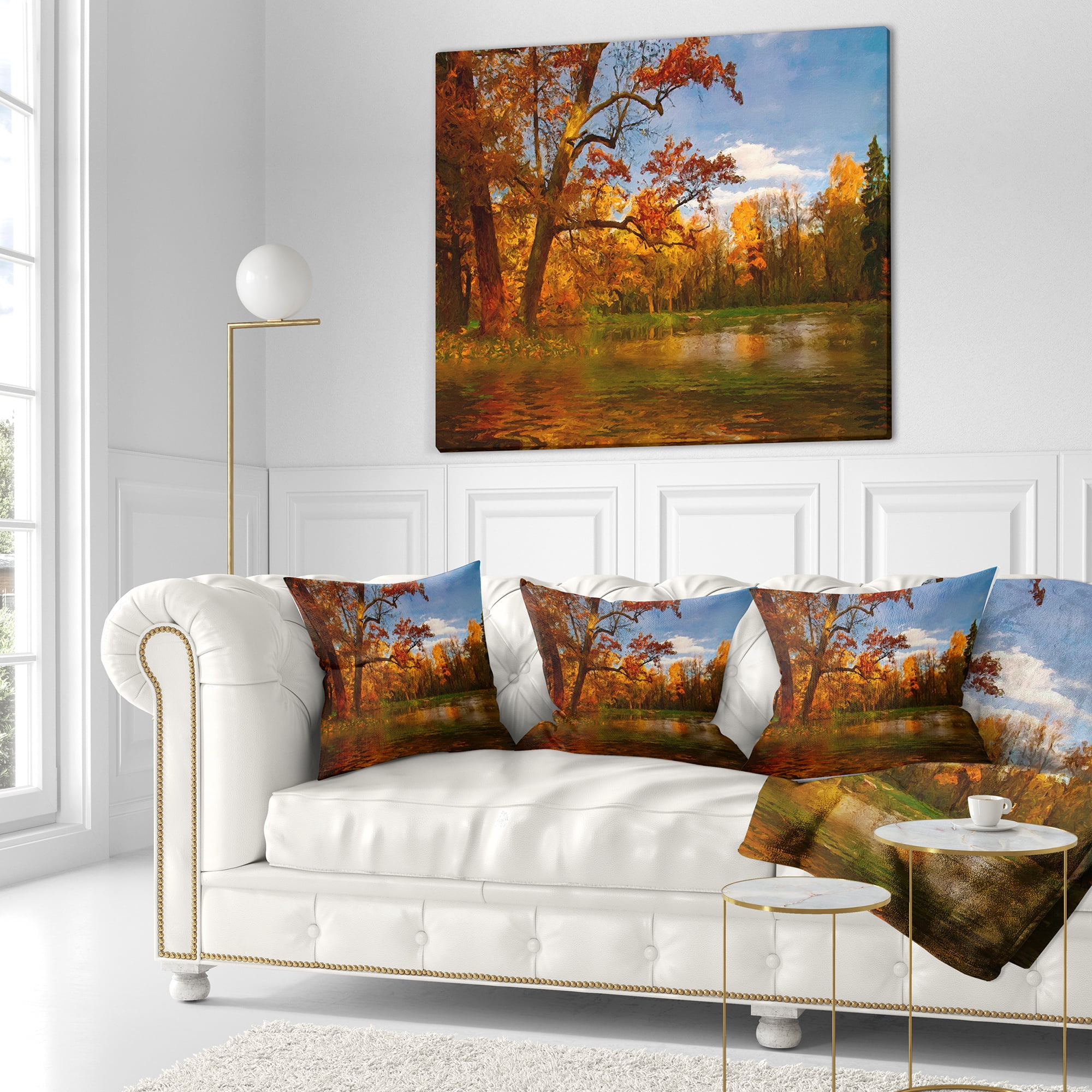 Designart Quiet and Silent Autumn - Landscape Printed Throw Pillow - 18x18