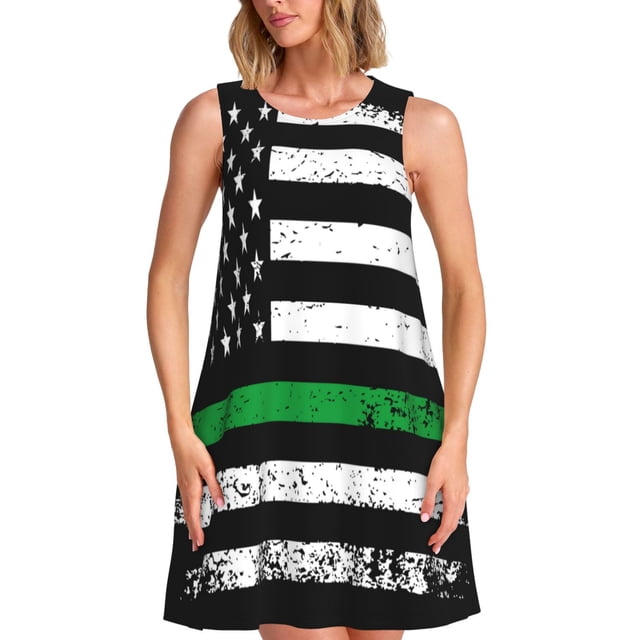 Disketp American Flag para Vestido sin Mangas para Mujeres, Vestidos de Verano para Mujeres, Casual y Holgado para la Playa