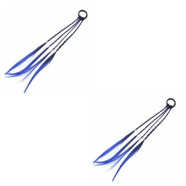 Qarigey Pelucas de colores para Coleta, adorno para el pelo, diademas de goma, cinta elástica giratoria, accesorios para el cabello azul 2piezas Qarigey CBP053269
