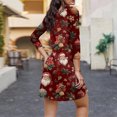 thumbnail image 4 of Christmas Dresses for Women Women's Christmas Printed Fashionable V-neck Button Seven Part Cuff Pocket Dress for Holiday Party,Red,2XL, 4 of 5