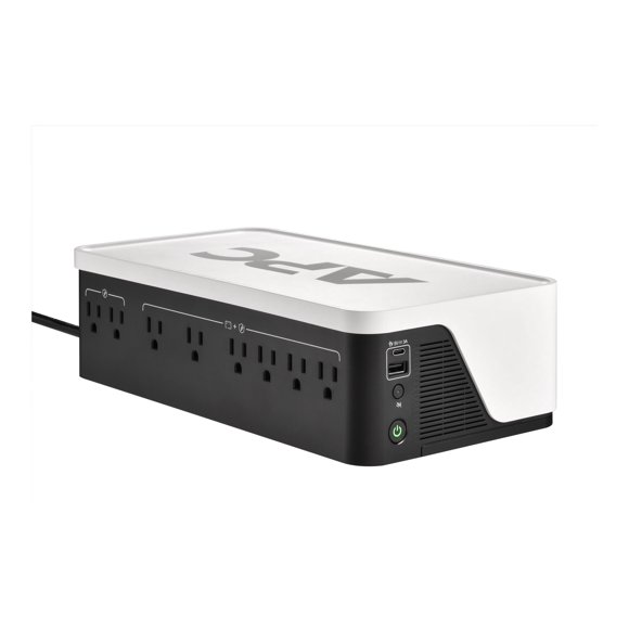 APC Back-UPS BE1050G3 - UPS - USB-C + USB-A - AC 120 V - 600 Watt - 1050 VA - output connectors: 8 - black and white