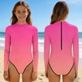thumbnail image 2 of Swimsuit for Girls, Long Sleeve One Piece Rashguard, Solid Color Beach Vacation Swimsuit for Kids 2-13 Years, 2 of 7