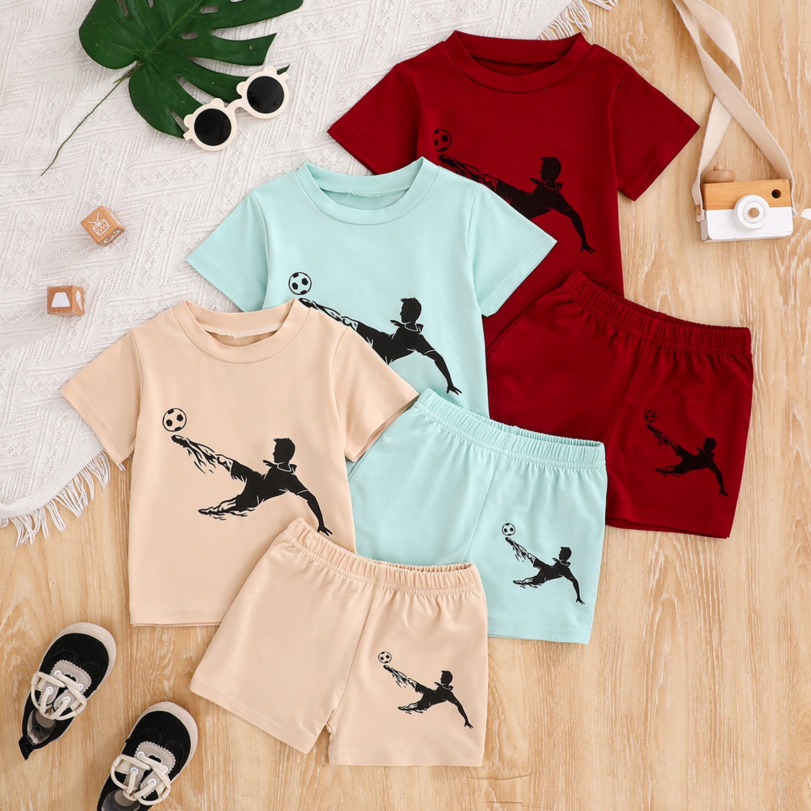Kogui Boho Baby Girl Clothes Baby Toddler Girls Short Sleeve Tops T-Shirt Vest & Shorts Set Kids Clothes Summer Outfits 3 6 9 12 18 24 Months 2T 3T 4T (Beige,6-9 Months)