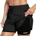 thumbnail image 3 of SOFTCCLO Shorts for Women Solid Color Drawstring Casual Shorts Loose with Lining Summer Womens Shorts Black L, 3 of 9