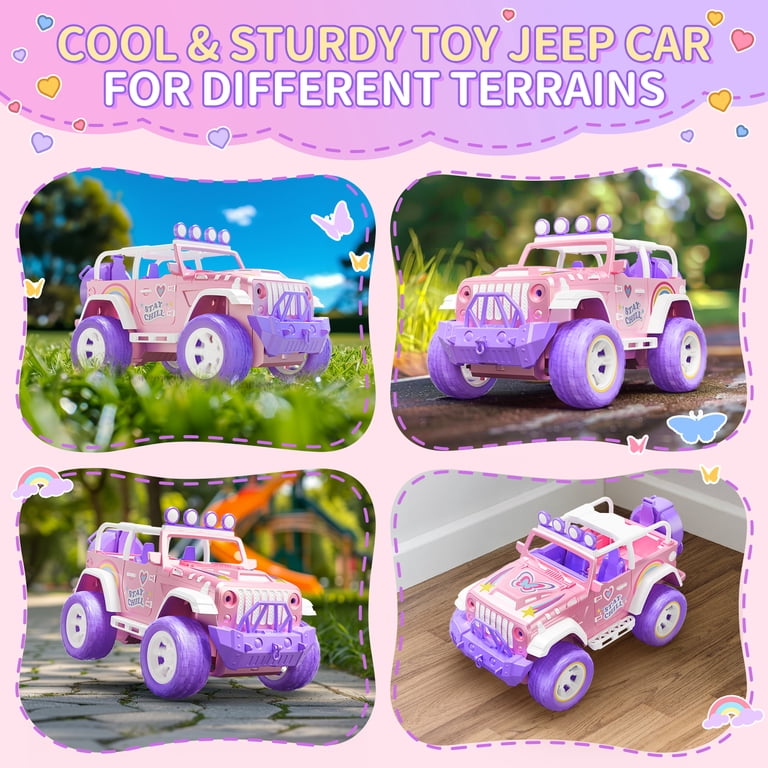 Deerc Pink RC Car with Fog Mist & LED Lights, 1:16 photo 5