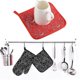 thumbnail image 4 of Guantes para horno rojos, 2 uds., con 2 almohadillas de disco, guantes para hornear, tamaño Universal, 4 of 5