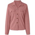thumbnail image 4 of larppty Womens Fashion Cropped Corduroy Shackets Button Down Jackets Tops Fall Trendy Lightweight Long Sleeve Shirts (Pink, M), 4 of 5