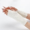 thumbnail image 5 of Puños de piel sintética para muñecas: calentadores de brazos sin dedos para mujer, guantes elásticos de invierno, guantes acrílicos, guantes largos, 5 of 5