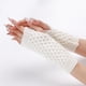 thumbnail image 5 of Puños de piel sintética para muñecas: calentadores de brazos sin dedos para mujer, guantes elásticos de invierno, guantes acrílicos, guantes largos, 5 of 5