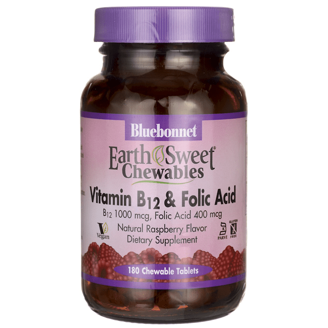 Bluebonnet Nutrition EarthSweet Chewables Vitamin B-12 Folic Acid - 180 Chewable Tablets