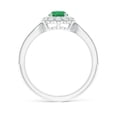 thumbnail image 2 of Angara Natural 0.45 Ct. Emerald with Diamond Halo Ring in 14K White Gold for Women (Ring Size: 11), 2 of 10