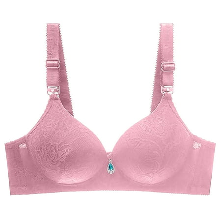 Women Sports Bra No Underwire Bra Feature V-Neck Nursing Bra Style W-489 Pinks 36