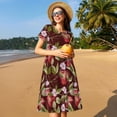 thumbnail image 4 of Easygdp Leaf And Fruit para Vestido Transpirable de Mujer, Vestido Suelto de Manga Corta con Pliegues y Bolsillos para el Verano, 4 of 6