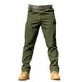 thumbnail image 2 of Carpenter Pants for Men, Men's Solid Color Outdoor Stretch Overalls with Large Pockets Loose Soft Pants Rainproof Training Pants Mens Sweatpants Army Green XL, 2 of 9