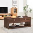 thumbnail image 2 of Giantex Industrial Coffee Table, Rectangular Entertainment Center Table w/ 2 Drawers & Open Storage Shelf, Mid Century Wooden Accent Cocktail Sofa Table for home office, 2 of 8