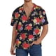 thumbnail image 1 of Balery Red Rose Flower Camisa Casual de Manga Corta con Botones para Hombre, Texturizada, Estilo Cubano, para Playa, Verano-Large, 1 of 5