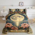 thumbnail image 2 of Homewish The Moon Print Queen Comforter Set, Lake Lotus Flower Comforter Sets Queen, Pink Reversible 3 Piece, 1 Comforter and 2 Pillowcases, 2 of 6