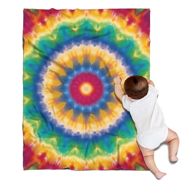 Rainbow Tie Dye Mandala Pattern Blanket,Comfortable Soft Flannel Throw Blanket,All Season,Warm Lightweight Blankets for Sofa Bed Couch Living Room Chair,30"x40"