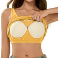 thumbnail image 2 of Tank Tops for Women Round Neck Camisole Built In Bra Basic Wirefree Sleeveless Womens Cami Yellow M, 2 of 7
