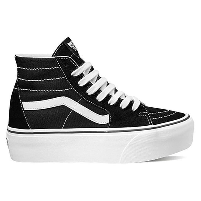 Tenis Mujer Vans Alto Casual Textil Tela Comodos Urbanos Sport Ajustables Cordones negro 25.5