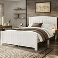 thumbnail image 3 of Bellemave Full Size Bed Frame, Wood Platform Bed with Headboard and Footboard, Farmhouse Style Full Bed Frame with Support Slats and Strong Structure, No Box Spring Needed-White, 3 of 8