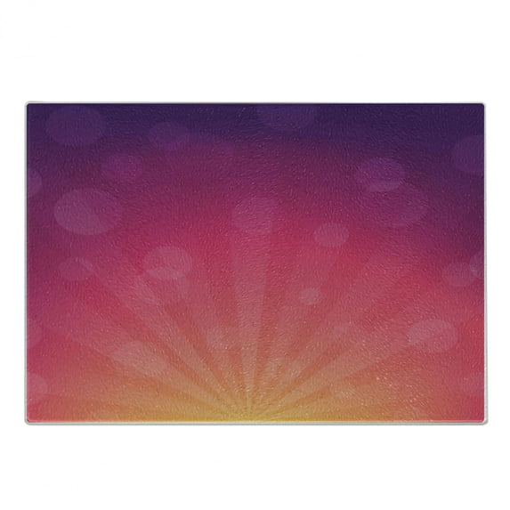 Orange and Pink Cutting Board, Ombre Inspired Background with Different Colors Circles and Banners, Decorative Tempered Glass Cutting and Serving Board, Small Size, Purple Pink Orange, by Ambesonne