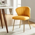 thumbnail image 4 of Modern Velvet Accent Chair Upholstered Small Vanity Chair Bedroom Living Room Mustard, 4 of 11