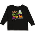 thumbnail image 3 of Inktastic Happy Halloween- Train with Pumpkins, Bats, Cat,and Ghost Boys or Girls Long Sleeve Toddler T-Shirt, 3 of 5