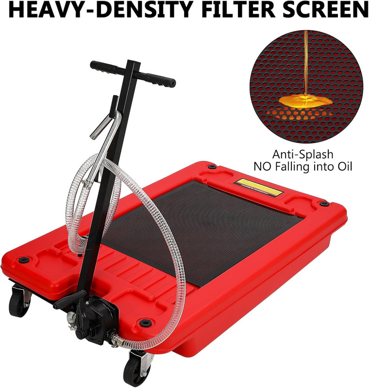 Oil Drain Pan with Pump 18 Gallon Oil Drain Tank, 82L Foldable T-Handle Low Profile Oil Drain Pan with 7.5ft Hose for Under Car, SUV, Truck Oil Changing