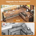 thumbnail image 3 of SEDETA L Shaped Desk with Ample Storage, Gaming Desk with LED Lights & Power Outlets, Home Office Desk with Drawers, Glass Cabinets & Open Shelves, Corner Desk with Spacious Desktop, Rustic Brown, 3 of 9