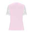 thumbnail image 5 of Wycnly Womens Blouses and Tops Dressy Sexy Lace Patchwork Sleeve Lightweight Quarter Zipper Tunic Shirts Summer Solid V-Neck Short Sleeve Cute Tees Tops Purple s, 5 of 6