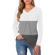 thumbnail image 4 of Sonducket Camiseta de mujer con cuello en V Blusa informal delgada de manga larga con bloque de color, negro, S Prendas para la parte del cuerpo Blanco S Sonducket AP003524-11, 4 of 5