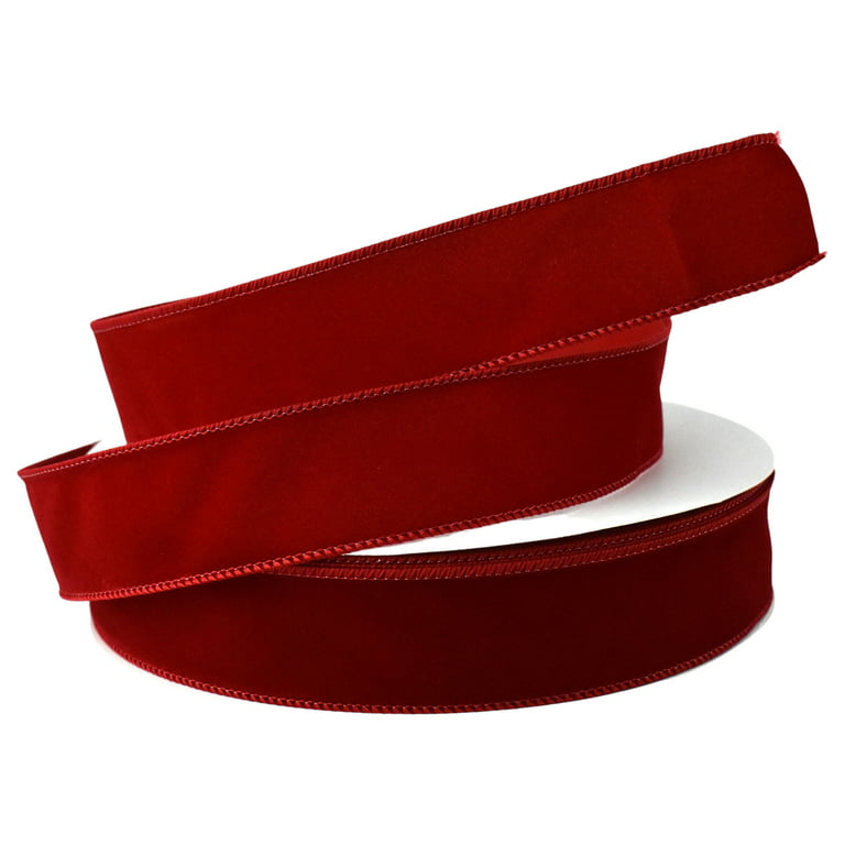 Woven Luster Wired Christmas Ribbon, Red, 1-1/2-Inch, 10-Yard