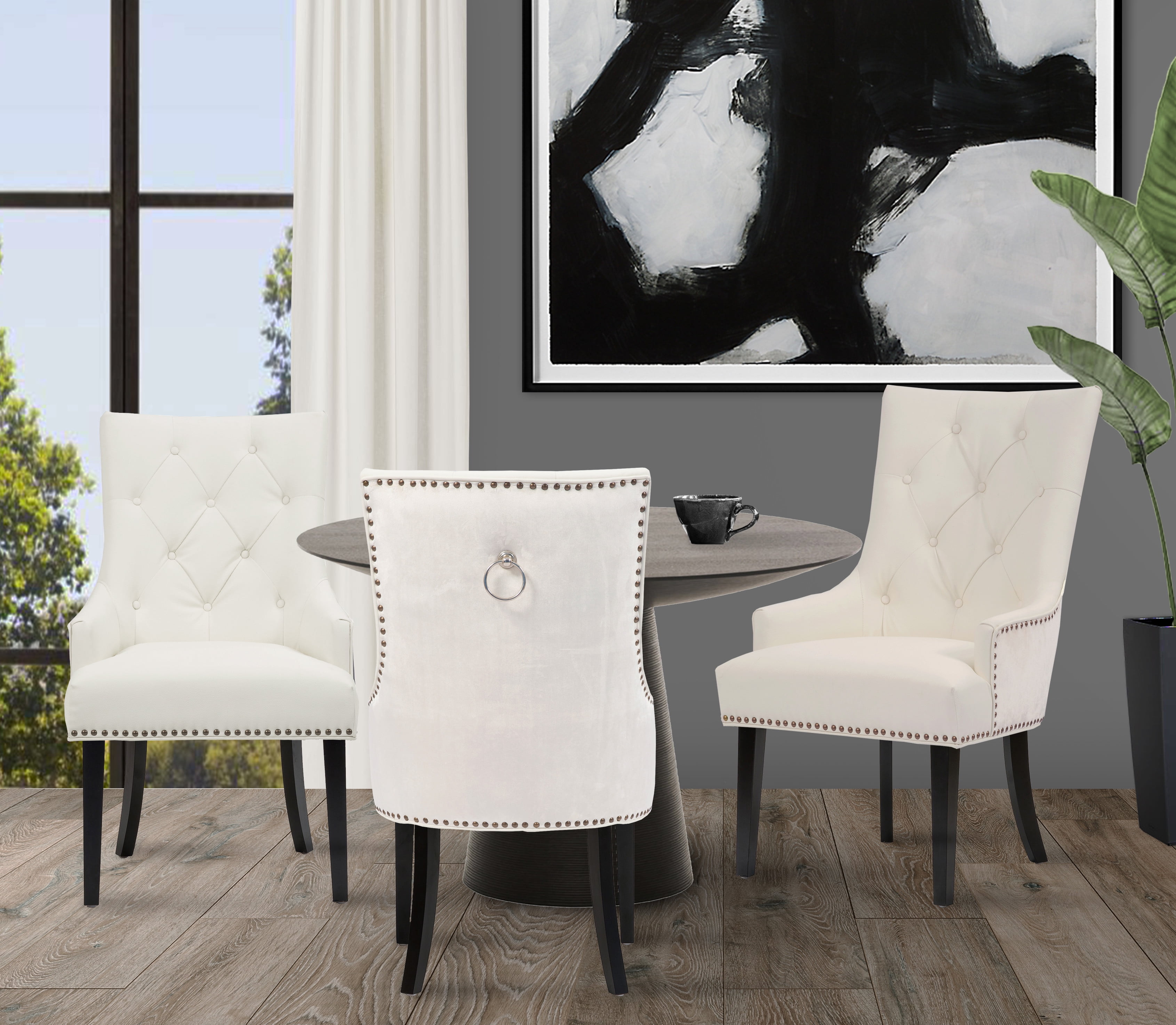 Chic Home Gilbert Dining Side Chair Button Tufted PU ...