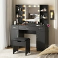thumbnail image 4 of Veanerwood Large Makeup Vanity with Lights, Bedroom Vanity Table with Charging Station, Modern Dressing Table, 45.2in, Black, 4 of 9
