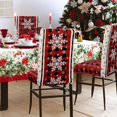 thumbnail image 3 of 4PCS Christmas Red Buffalo Plaid Chair Covers Stretch Washable Back Chair Cover Xmas Snowflake Removable Slipcover Chair Protector for Dining Room Kitchen Holiday Home Decor, 3 of 6