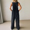 thumbnail image 3 of Women's Summer Denim Jumpsuit Sleeveless Wide Leg Overalls Baggy Pleated Tie Front Tank Jean Romper, XS, 3 of 3