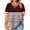 Brown, variant on Women's Plus Size V-Neck Cross Strap Tunic Top with Striped Pattern and Side Slits Oversizes Blouse
