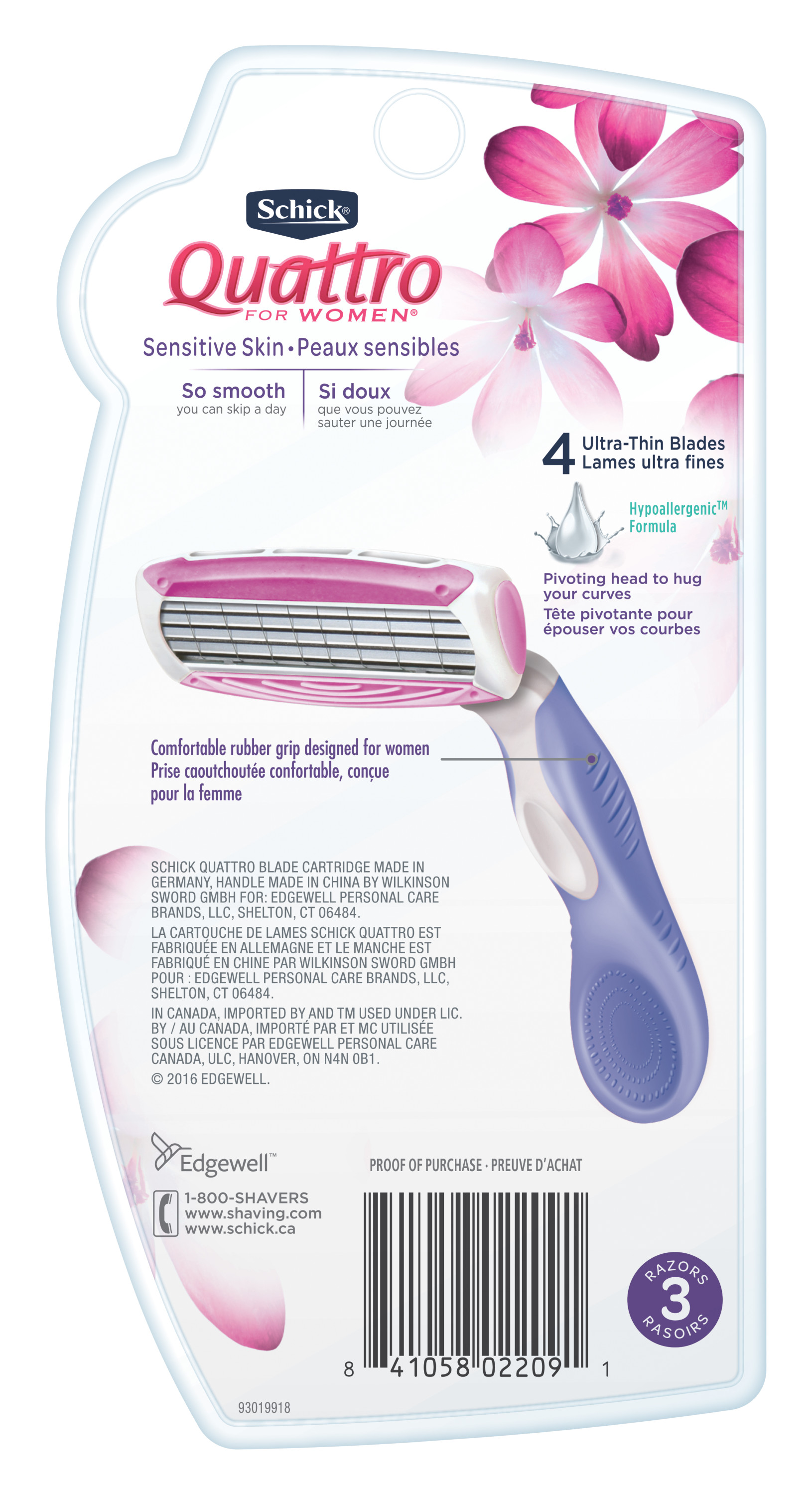 Schick Quattro for Women Sensitive Skin Disposable Razors, 3 Ct - image 5 of 5