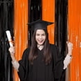 thumbnail image 4 of Goodwill Halloween Fringe Curtain - 8x6.4 Feet, Pack of 2 |, Construction Birthday, Halloween | Black Orange Door Streamers for Graduation Party Decorations 2022 Black and Orange Foil Fringe Curtain, 4 of 8