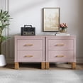 thumbnail image 4 of Leumius Nightstand for Bedroom,Wood Bedside Table with 2 Drawer & Solid Wood Legs,Small Storage Cabinet for Living Room,Pink, 4 of 8