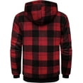 thumbnail image 2 of SPEEDRUN Men's Hoodies for Men Plaid Flannel Jacket Warm Sherpa Fleece Lined Coat Winter Full Zip Up Sweatshirt Red L, 2 of 5