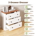 thumbnail image 3 of Farmhouse 3 Drawer Dresser for Bedroom, Small Chests of Drawers, Wood Nightstand Bedside Cabinet End Table, Modern Closet Storage Organizer for Bedroom, White & Walnut, 3 of 10