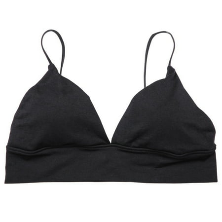 

New Arrival Summer Comfortable Wire Free Solid Three Quarter Underwear Bra Black S