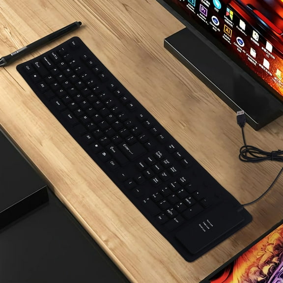 HOMEMAXS Silicone Folding Keyboard Roll Up Portable USB Wired Keyboard For Travel