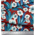 thumbnail image 3 of Soimoi Red Velvet Fabric Leaves & Anemone Floral Decor Fabric Printed Yard 58 Inch Wide, 3 of 5