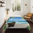 thumbnail image 4 of Ocean Beach Large Tapestry for Bedroom Wall Hanging Tapestry, Blue Coastal Palm Tree Nautical Sailboat Ceiling Backdrop Tapestries Poster Blanket Wall Decor for Teens Room Living Room Dorm 100" x 59", 4 of 8