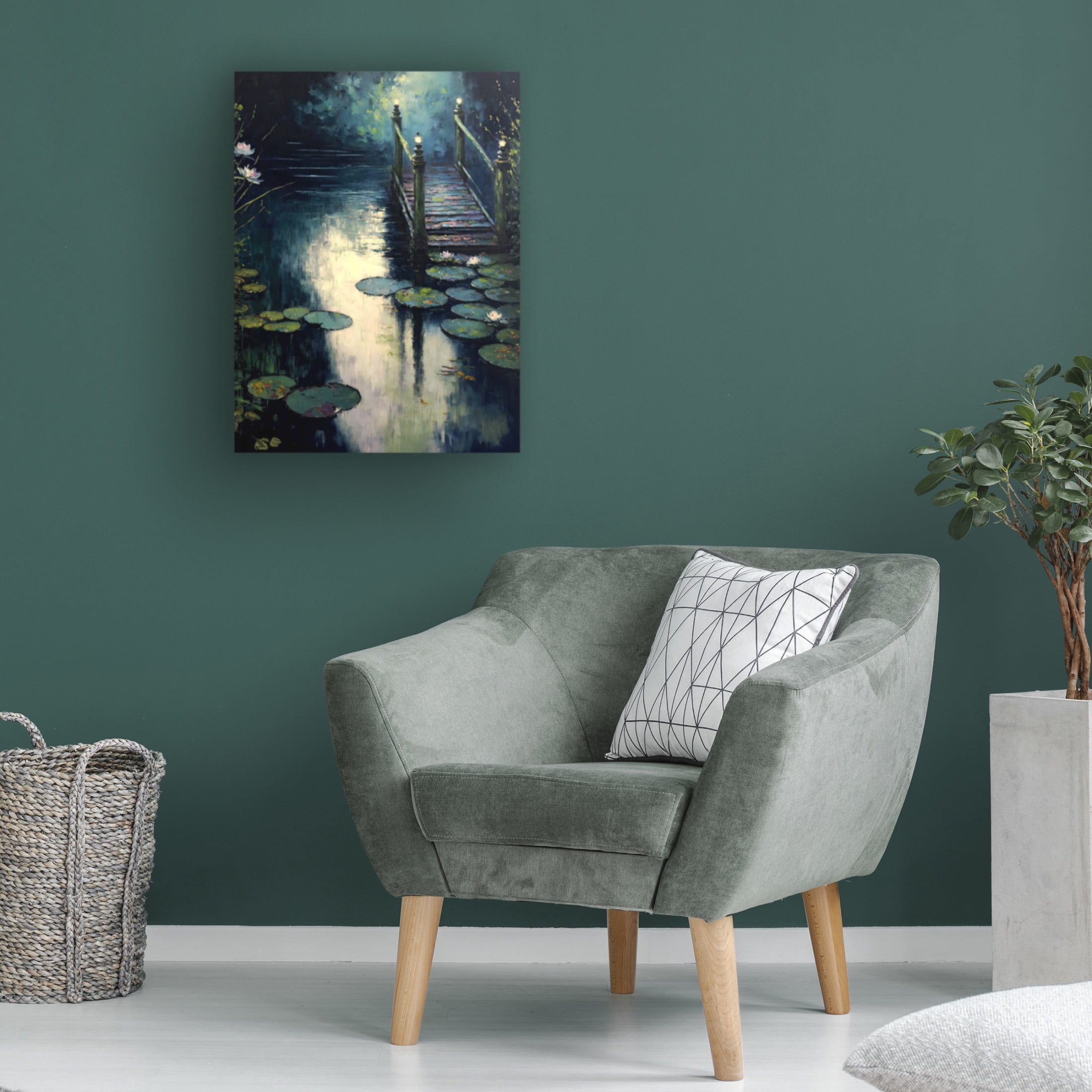 Canvas Wall Art - Treechild 'Footbridge By The Water' Wall Art for Living Room, Bedroom, or Office D?cor by Trademark Fine Art - 24 x 32 Inches
