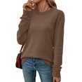 thumbnail image 3 of Women's Lightweight Crewneck Sweater Long Sleeve Casual Pullover Fall Tops(Navy, S), 3 of 3