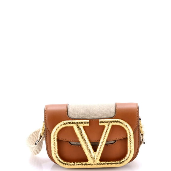 Pre-Owned Supervee Crossbody Bag Linen with Leather Small By Rebag